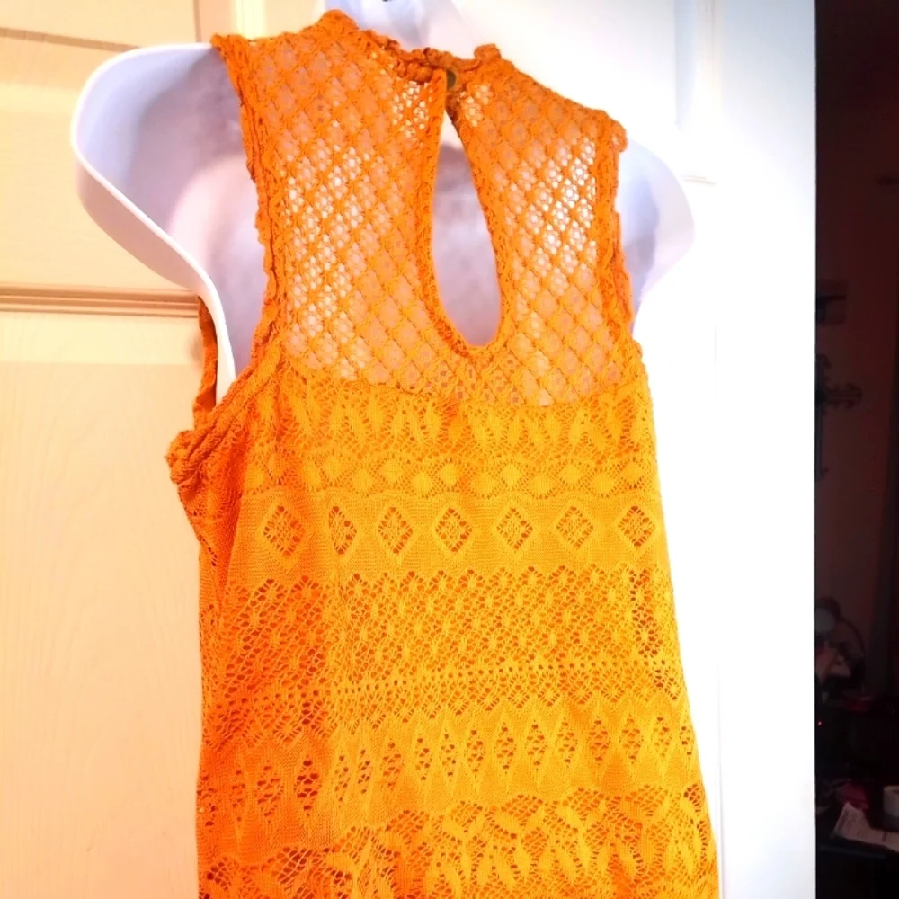 🌶2/$10xhilaration NWOT Sleeveless Crotchet Lined Lace Keyhole Top X S - Picture 6 of 11